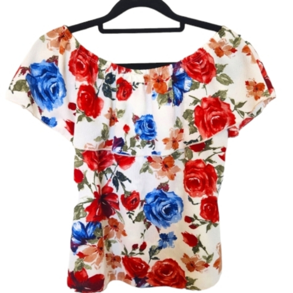 Spring Floral Off-Shoulder Blouse By Say Anything Size Medium